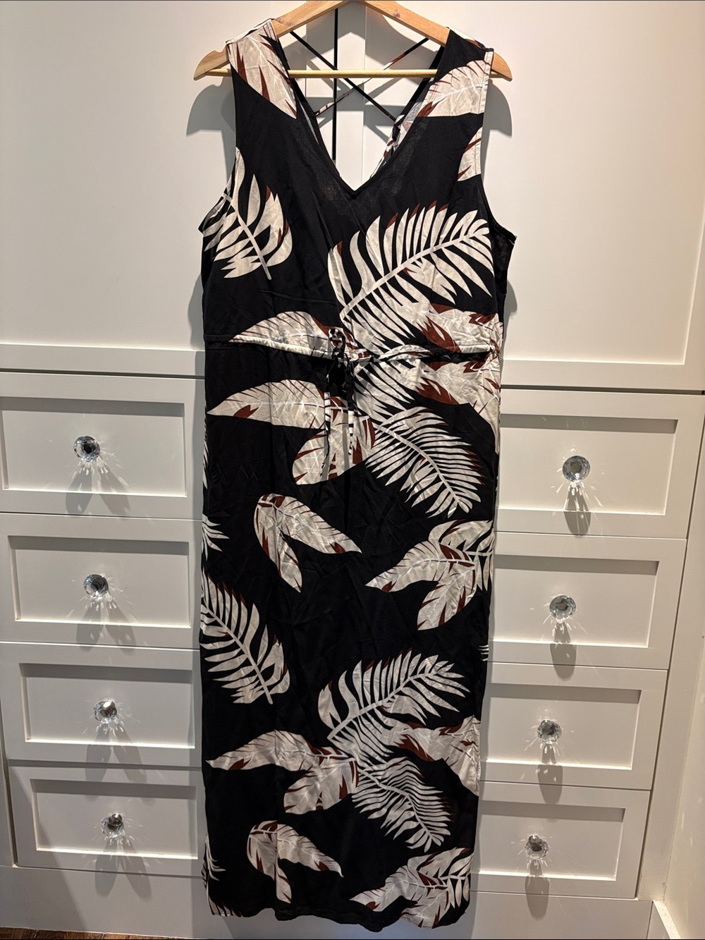Vero Moda Sleeveless Black Tropical Print Maxi Dress